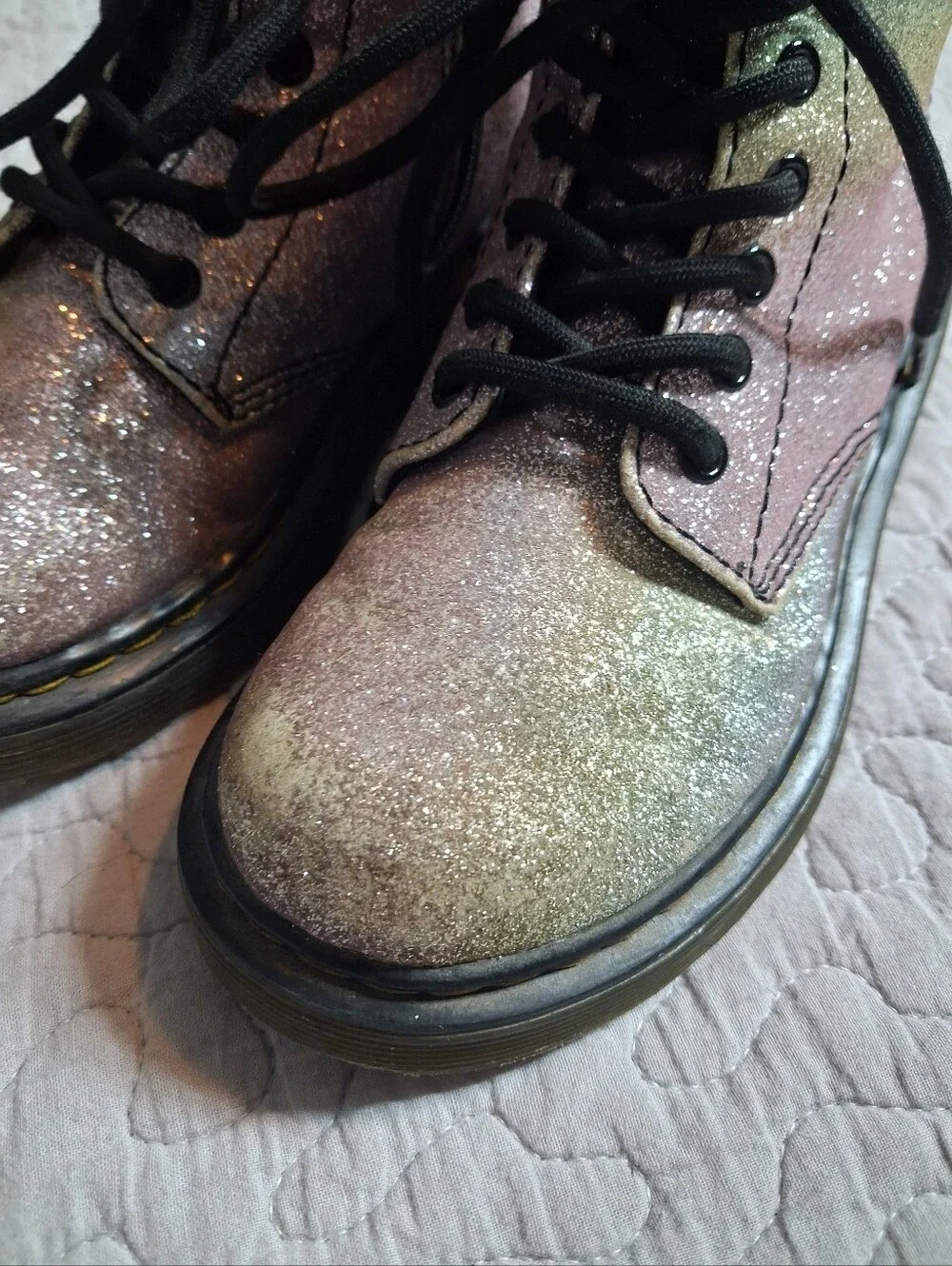 Dr. Martens 1460 Rainbow Iridescent Metallic Zip Boots Girls Youth Size 12